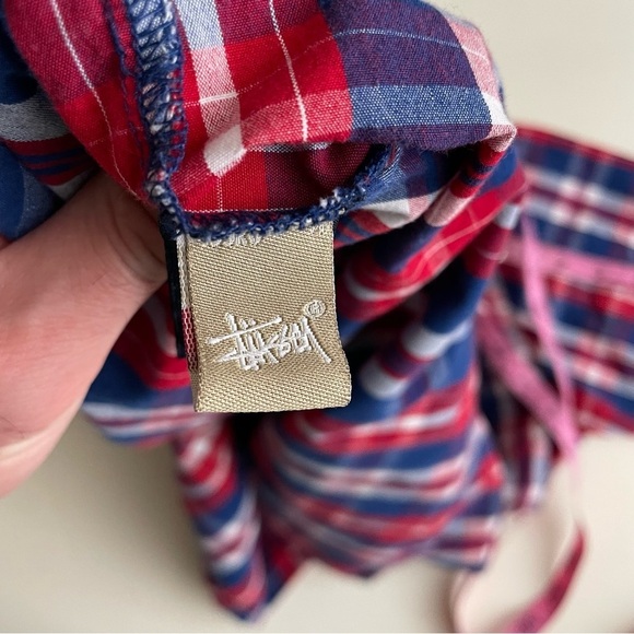 Stussy Men’s Cotton Plaid Short Sleeve Button Down Shirt Size Small - Picture 7 of 8